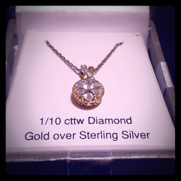 1/10ctw Diamond Gold Over Sterling Silver Necklace - Picture 1 of 1
